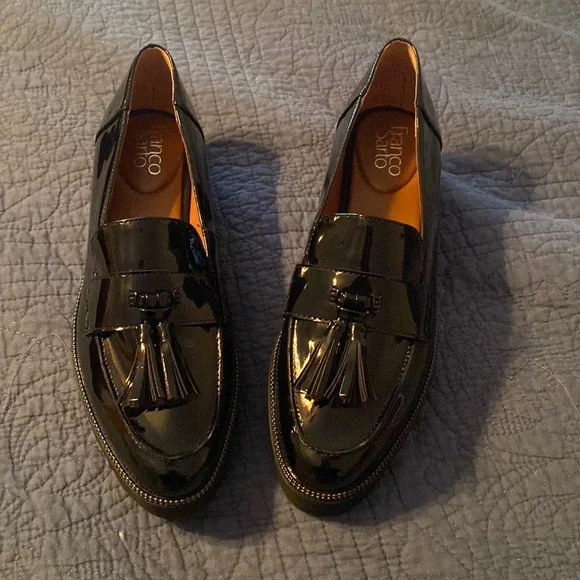 EUC | Franco Sarto Black Patent Leather Loafers | Size 8 1/2 (no box) - Picture 1 of 3